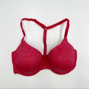 Victoria's Secret Racerback Semi-Demi Heathered Red Women's Bra Size 34DD